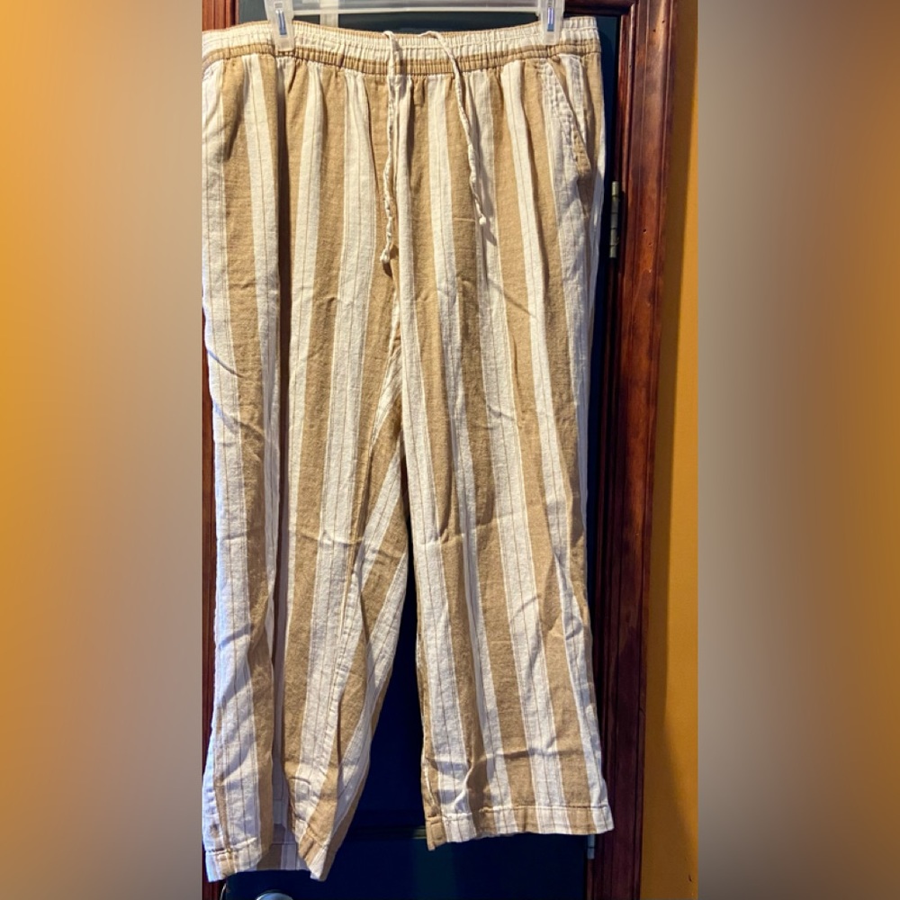 Boho Linen Wide Leg Pants, 2x